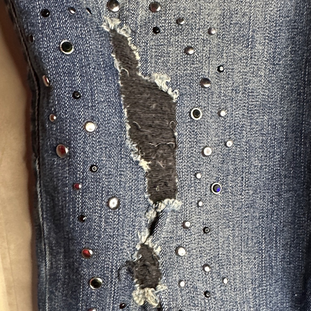 Rock & Republic Blue Studded Distressed Skinny Jeans Size 4L - Picture 9 of 13